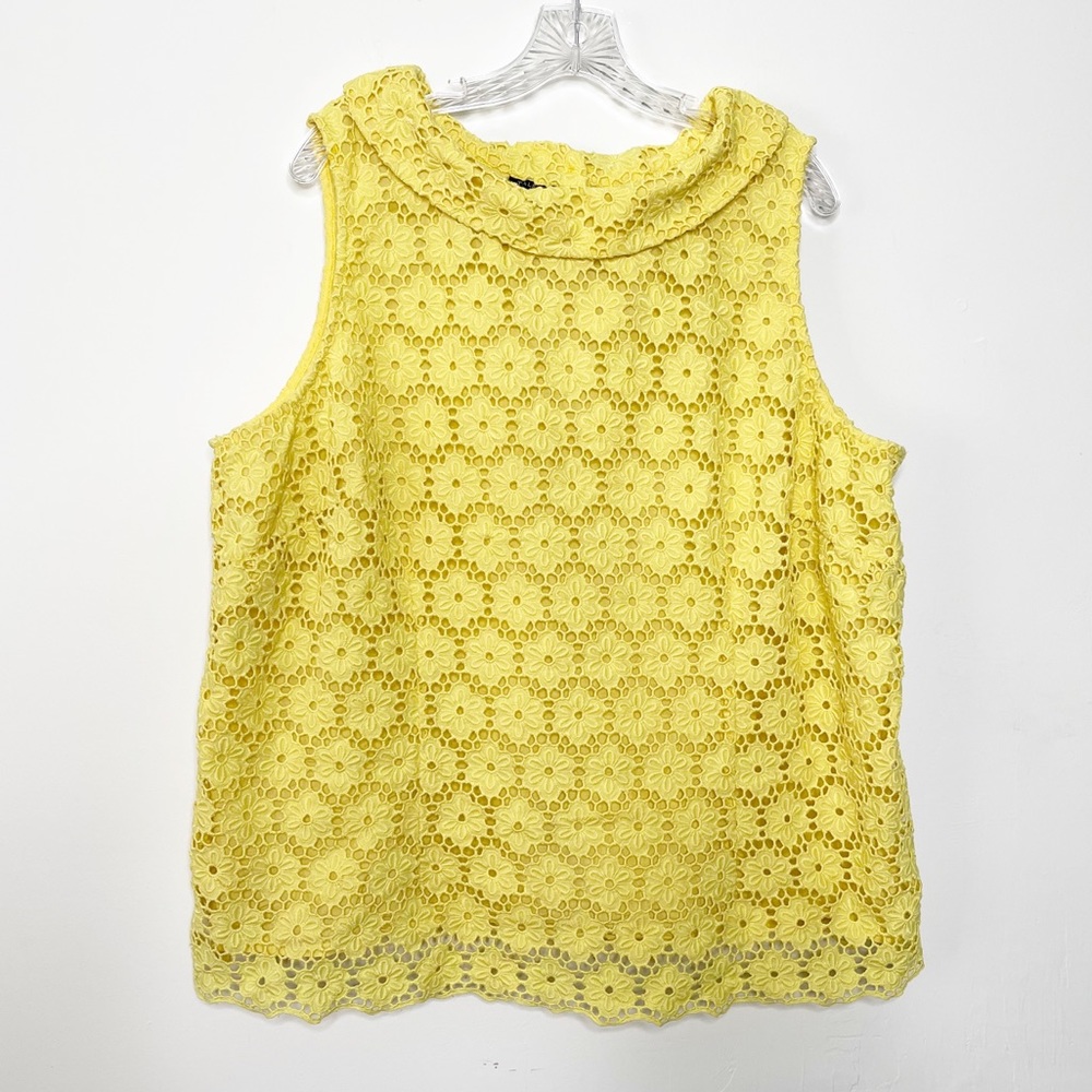 NWOT- Talbots Yellow Lace Eyelet Sleeveless Top Size 20W